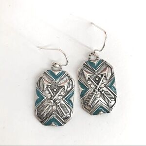 🌼5 for $25 Silver & Teal Arrow Rhinestone Earrings